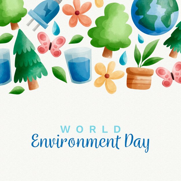 World environment day watercolor theme