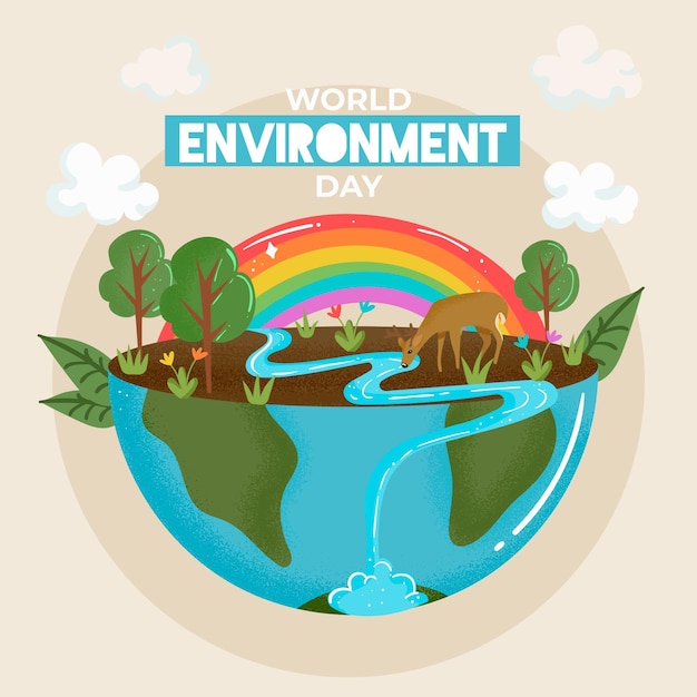 World environment day with earth and river