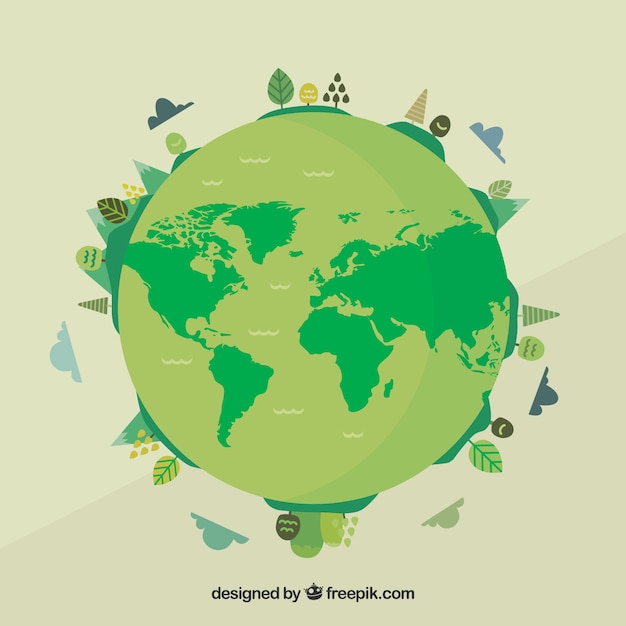 Free vector world environment day with green earth globe background