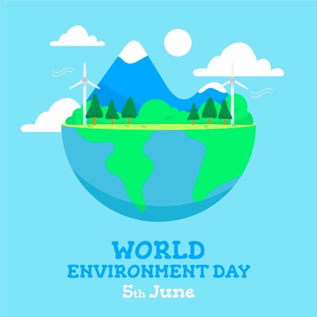 World environment day with half planet