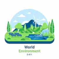 Free vector world environment day with landscape