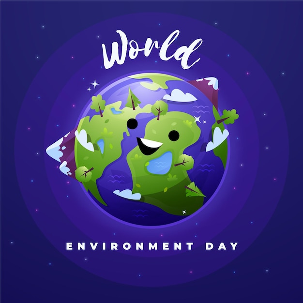Всемирный день окружающей среды с планетой и горами