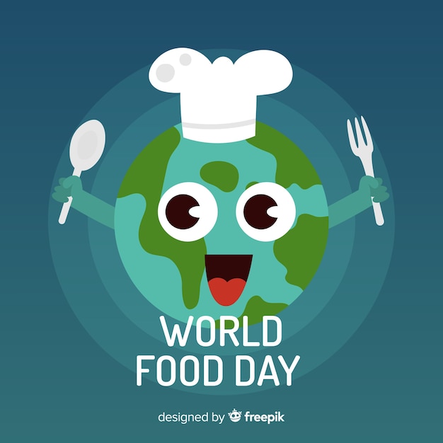 Free vector world food day background with happy earth