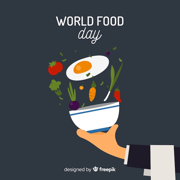 Free vector world food day background with vegetables and bowl