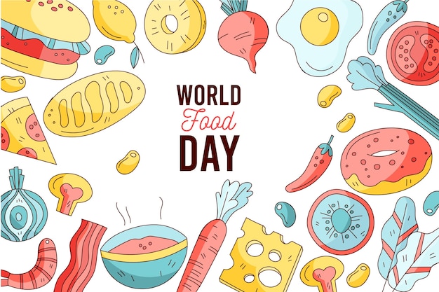 세계 식량의 날 축하 손으로 그린