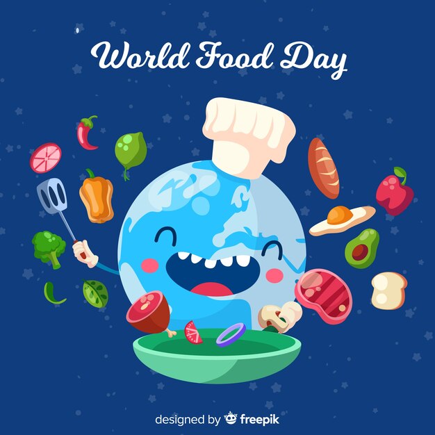 フラットなデザインの背景を持つ世界食糧日コンセプト