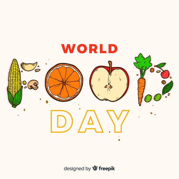 手描きの背景を持つ世界食糧日コンセプト