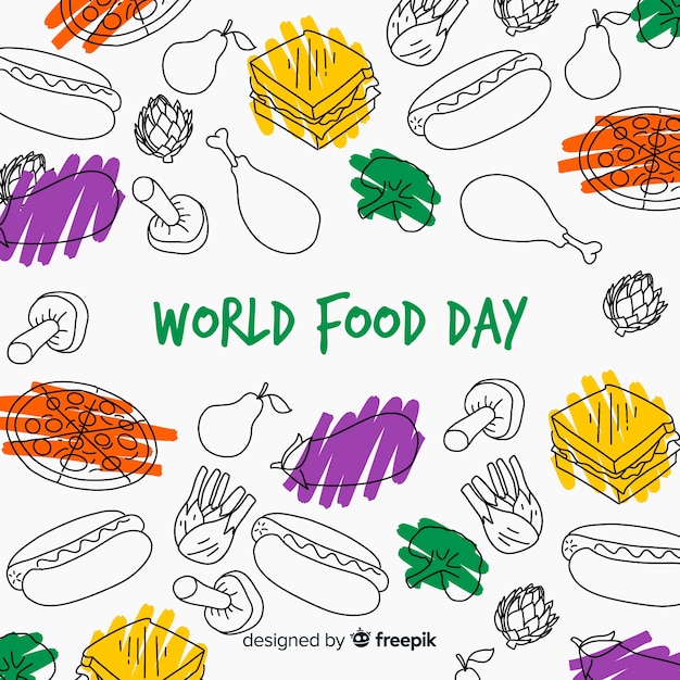 World food day concept with hand drawn background