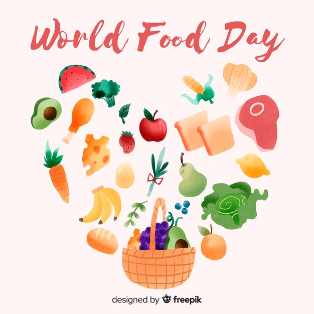 World food day concept with watercolor background