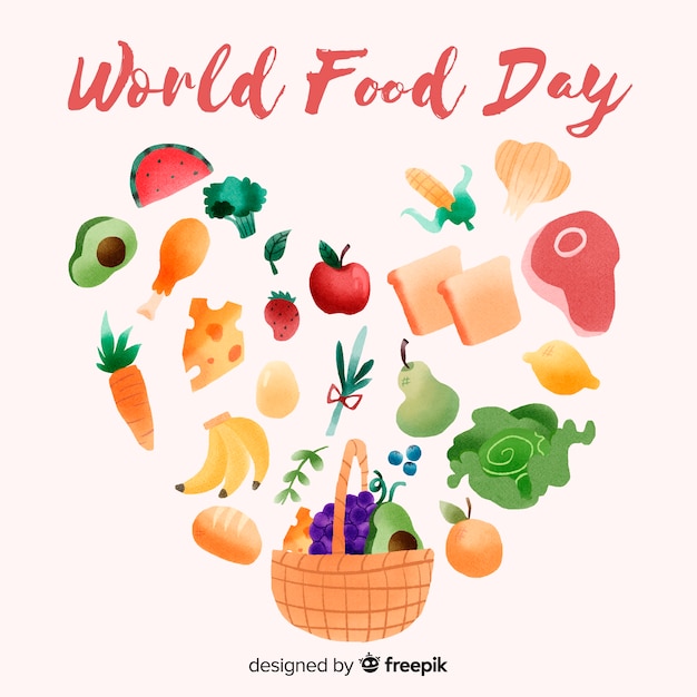 World food day concept with watercolor background