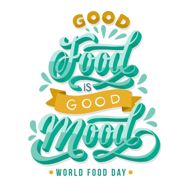 Free vector world food day event lettering concept