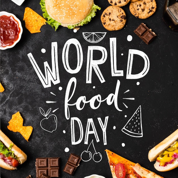 Free vector world food day lettering design