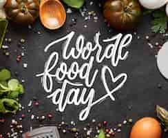 Free vector world food day lettering