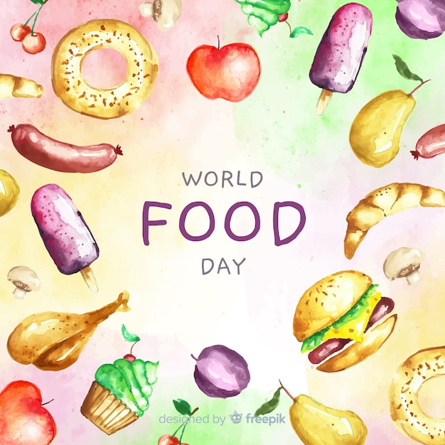 Free vector world food day text with aliments