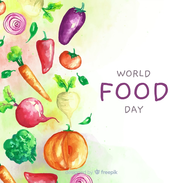 Всемирный день еды с алиментами, акварельный дизайн