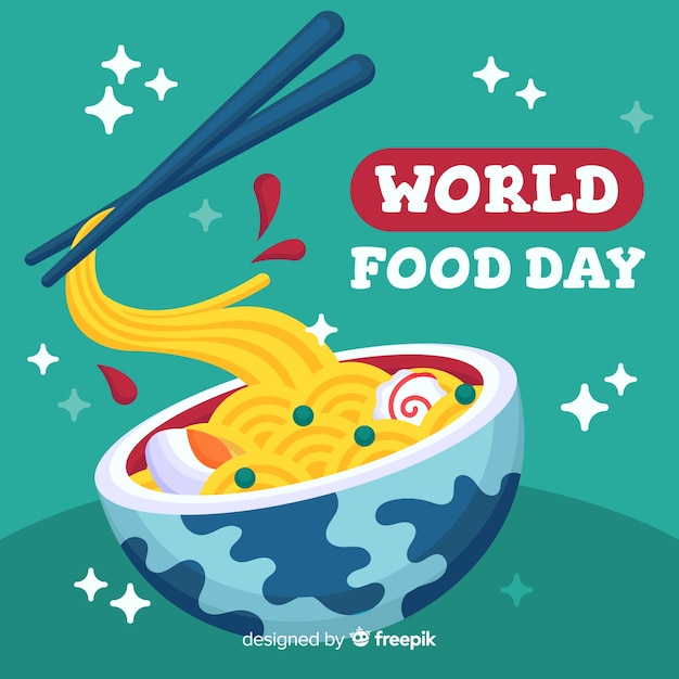 Vettore gratuito giornata mondiale dell'alimentazione con pasta in design piatto