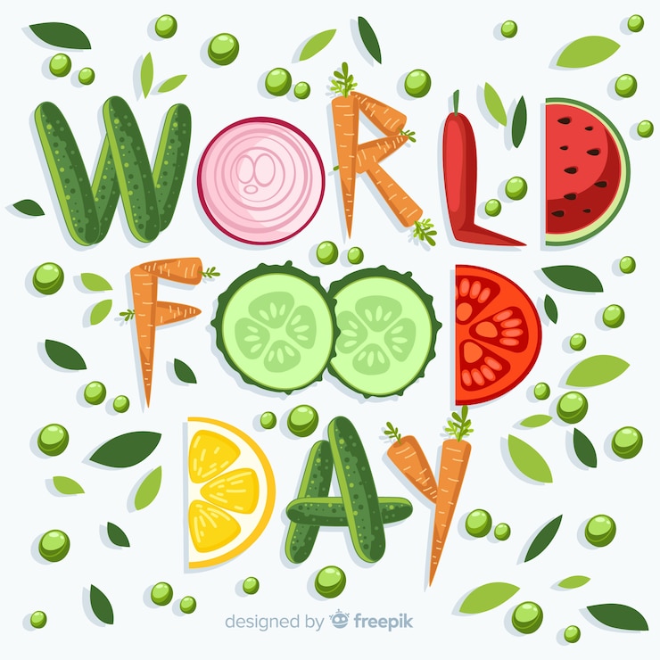 Free Vector world food day written with veggies