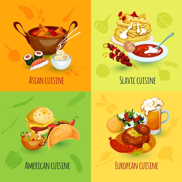 Free vector world food set