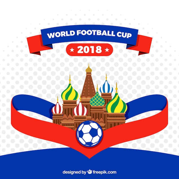 Free vector world football cup background with architecture