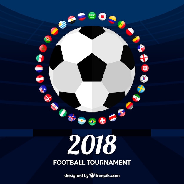 Free vector world football cup background with ball