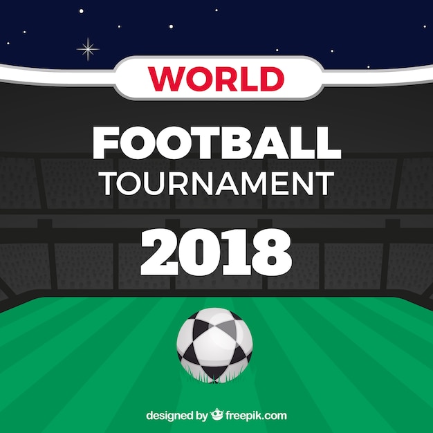 Free vector world football cup background with field in flat style
