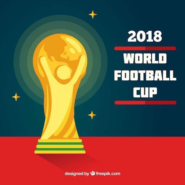 Free vector world football cup background with golden trophy