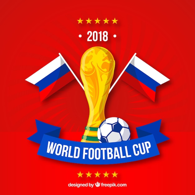 Free vector world football cup background with golden trophy