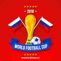 Free vector world football cup background with golden trophy