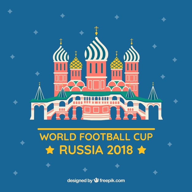 Free vector world football cup background with russian building