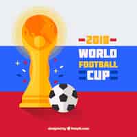 Бесплатное векторное изображение Мировой футбольный кубок фон с трофеем в плоском стиле