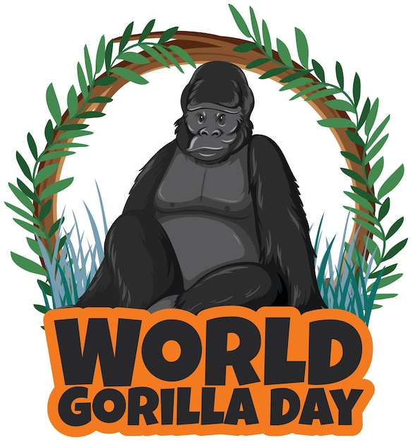 Vettore gratuito illustrazione vettoriale della giornata mondiale dei gorilla