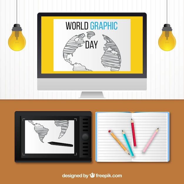 World graphic day background in realistic style