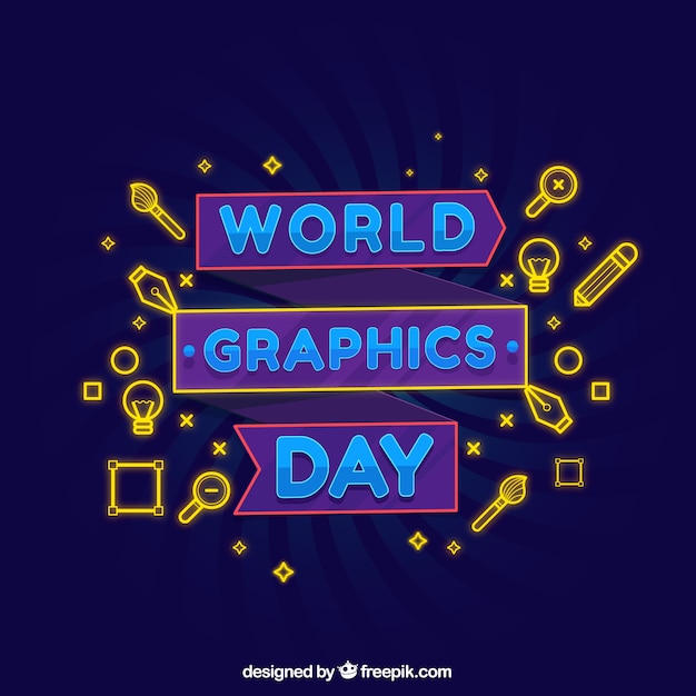 Всемирный день графического дня в плоском стиле