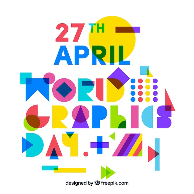 Free vector world graphics day background with colorful typography