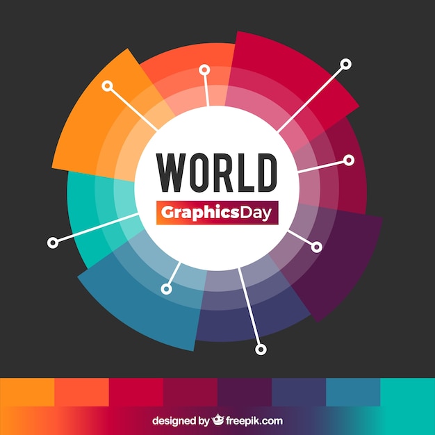 Vettore gratuito giornata mondiale della grafica di sfondo con i colori