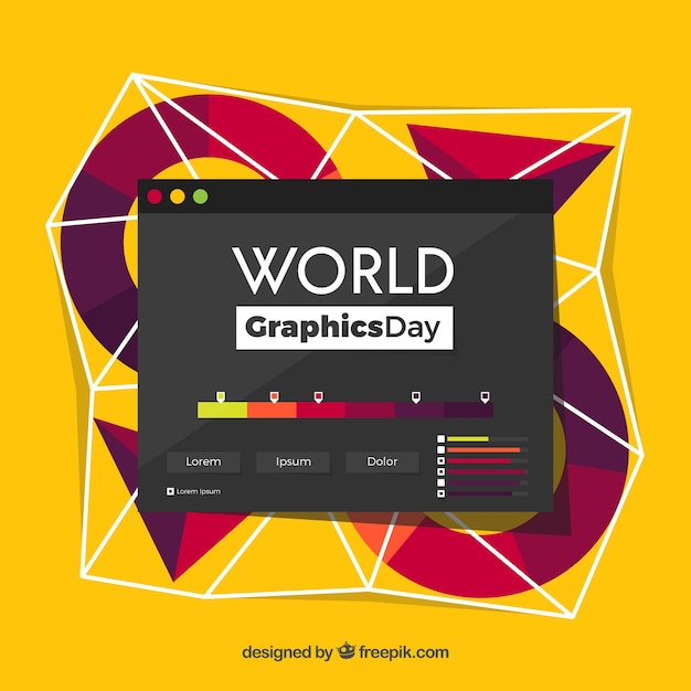 Vettore gratuito giornata mondiale della grafica di sfondo con forme geometriche e colori