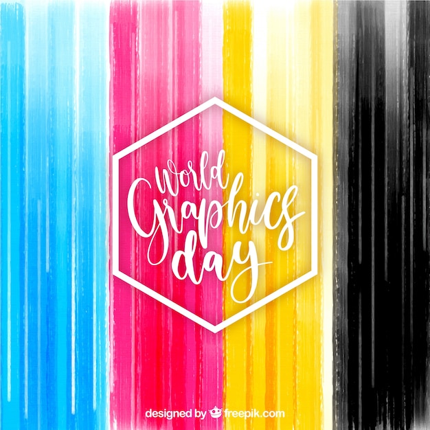 Мировой день графического дня с полосами в стиле акварели