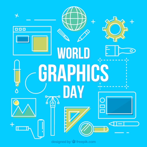 Free vector world graphics day background with work tools