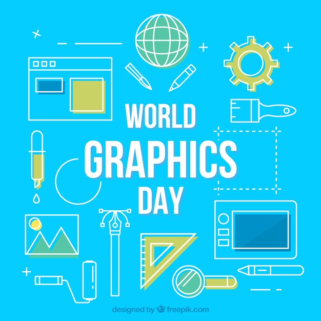 World graphics day background with work tools