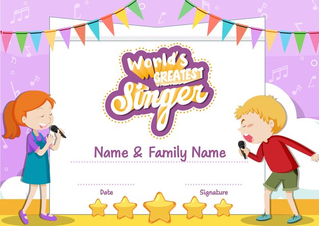 World greatest singer certificate template