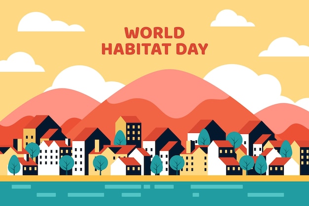 World habitat day flat design