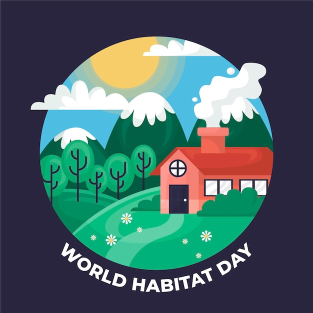 World habitat day in flat design