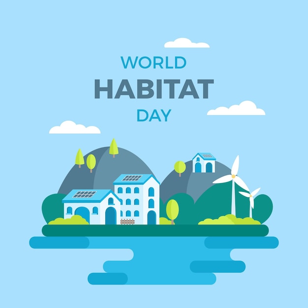 Free vector world habitat day in flat design