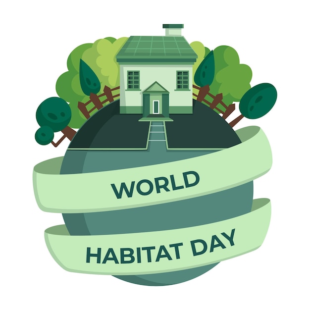 World habitat day in flat design