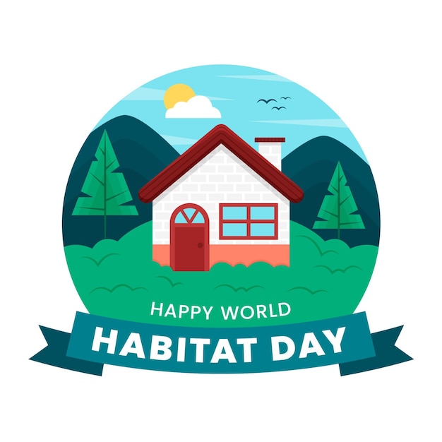 World habitat day illustrated concept