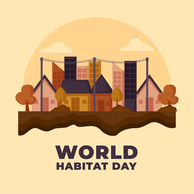 Free vector world habitat day illustration event