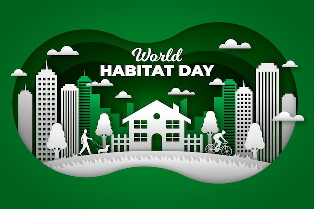 Free vector world habitat day in paper style