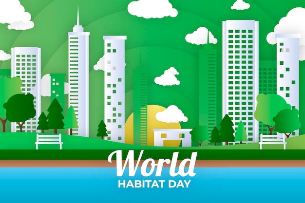 World habitat day in paper style