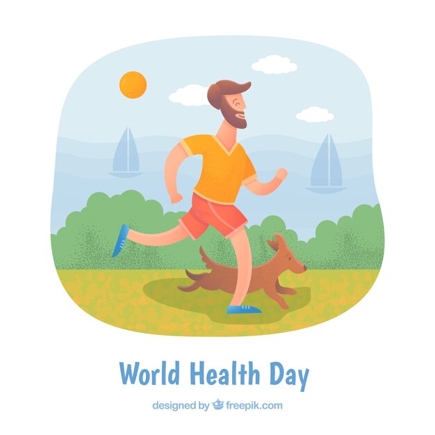 World health day background with person exercising