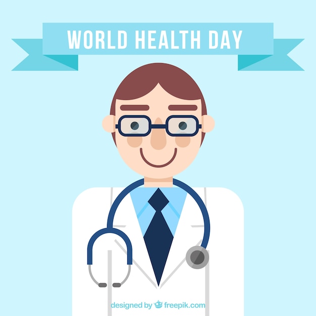 Free vector world health day background with smiling doctor